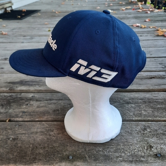 TaylorMade New Era 9Fifty M3 Tour Hat navy blue embroidered golf baseball hat - Picture 5 of 16